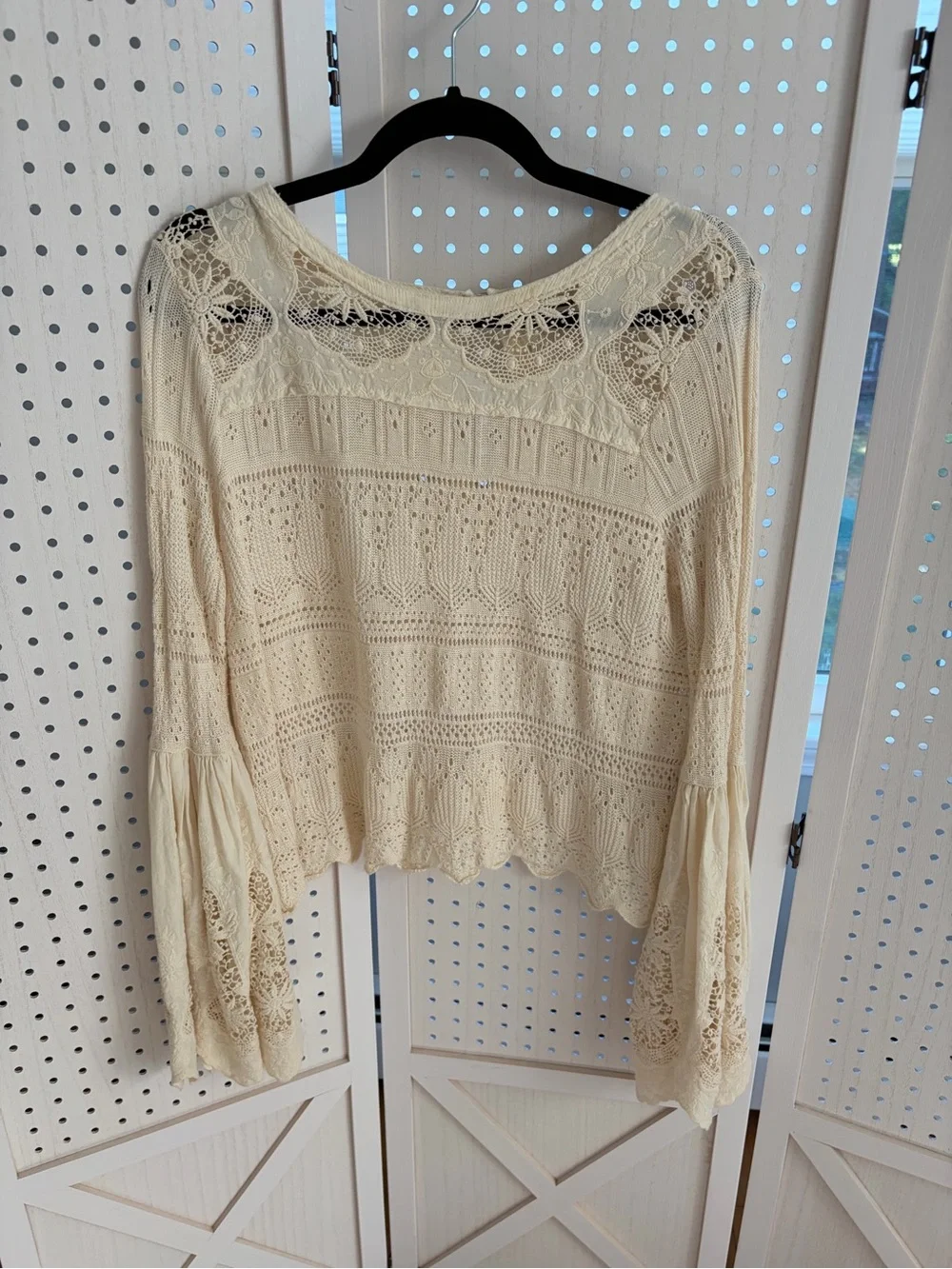 Free People Cream Crochet Lace Boho Tunic